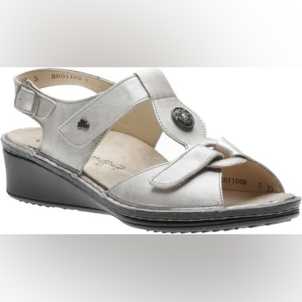 Finn Comfort Adana Women’s Silver Leather Backstrap Sandals UK 9 | New in Box